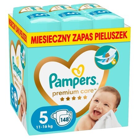 Pampers Premium Care, scutece, mărimea 5, 11-16 kg, 148 buc