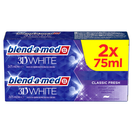 Blend-a-med 3D White, tandpasta, Classic Fresh, 2 x 75 ml