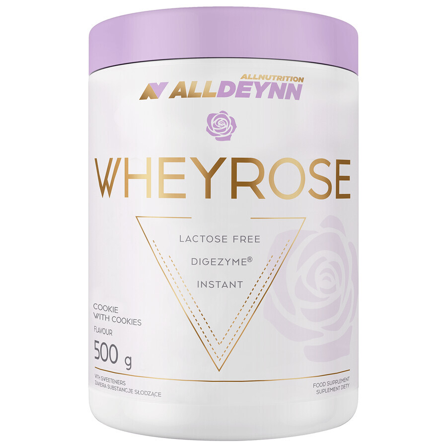 Allnutrition Alldeynn WheyRose, sabor galleta con trocitos de galleta sin azúcar, 500 g