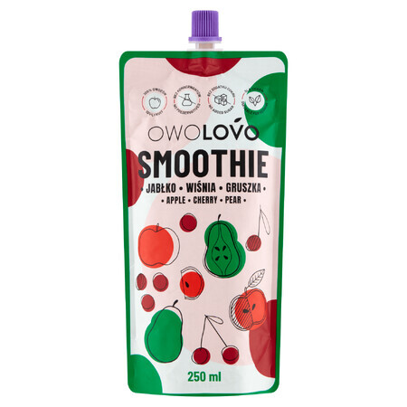 Owolovo Smoothie en tube, pomme, cerise, poire, 250 ml