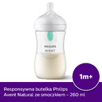 Avent Natural Response, fles met responsieve speen, met AirFree-ventiel, flow 3, SCY673/01, na 1 maand, 260 ml 