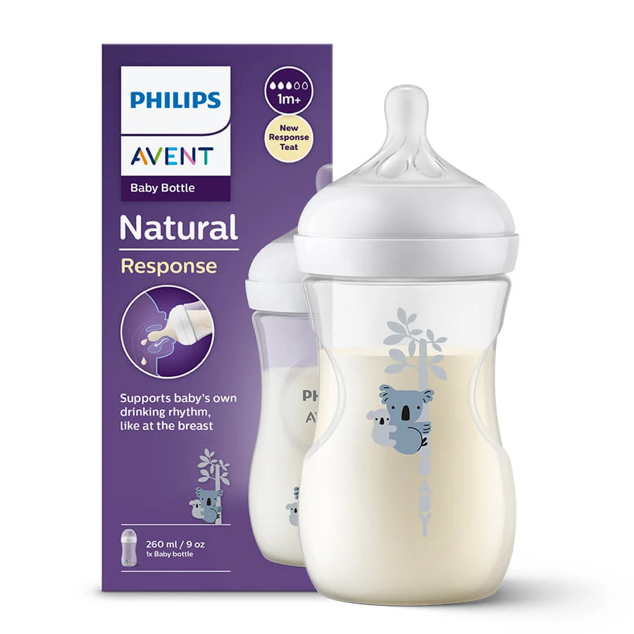 Avent Natural Response, fles met responsieve speen, koala, flow 3, SCY903/67, na 1 maand, 260 ml