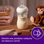 Avent Natural Response, biberón con tetina sensible, válvula AirFree, osito de peluche, flujo 3, SCY673/82, después de 1 mes, 260 ml