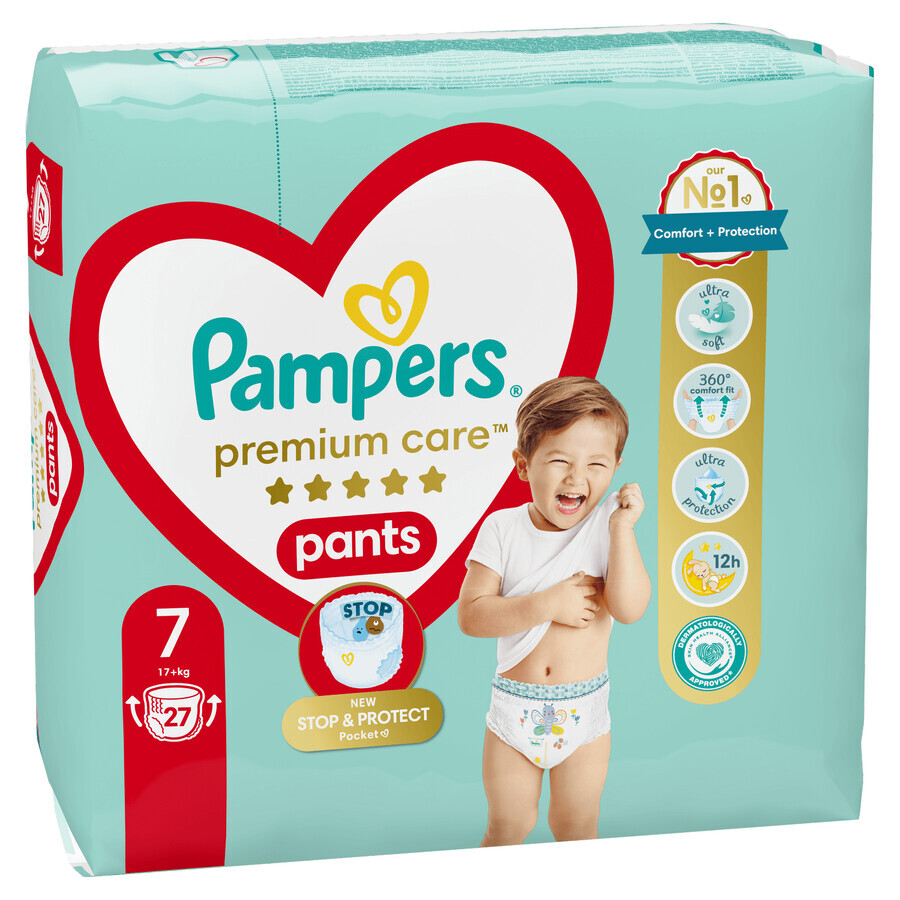 Pampers Premium Care Pants, diapers size 7, 17+ kg, 27 pcs