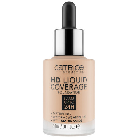 Catrice HD Liquid Coverage Foundation 24H, vloeibare dekking foundation, 030 Sand Beige, 30 ml