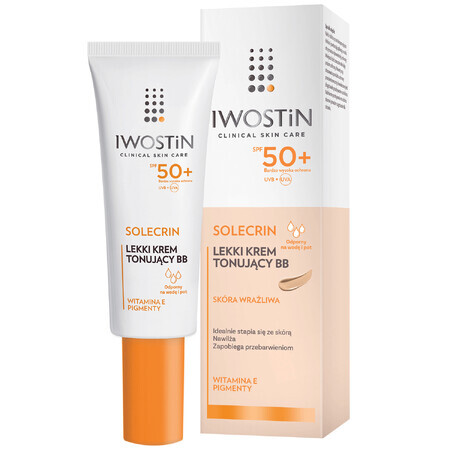 Set Iwostin Solecrin, BB cream, piele sensibilă, SPF 50+, 2 x 30 ml + minge de plajă gratuită