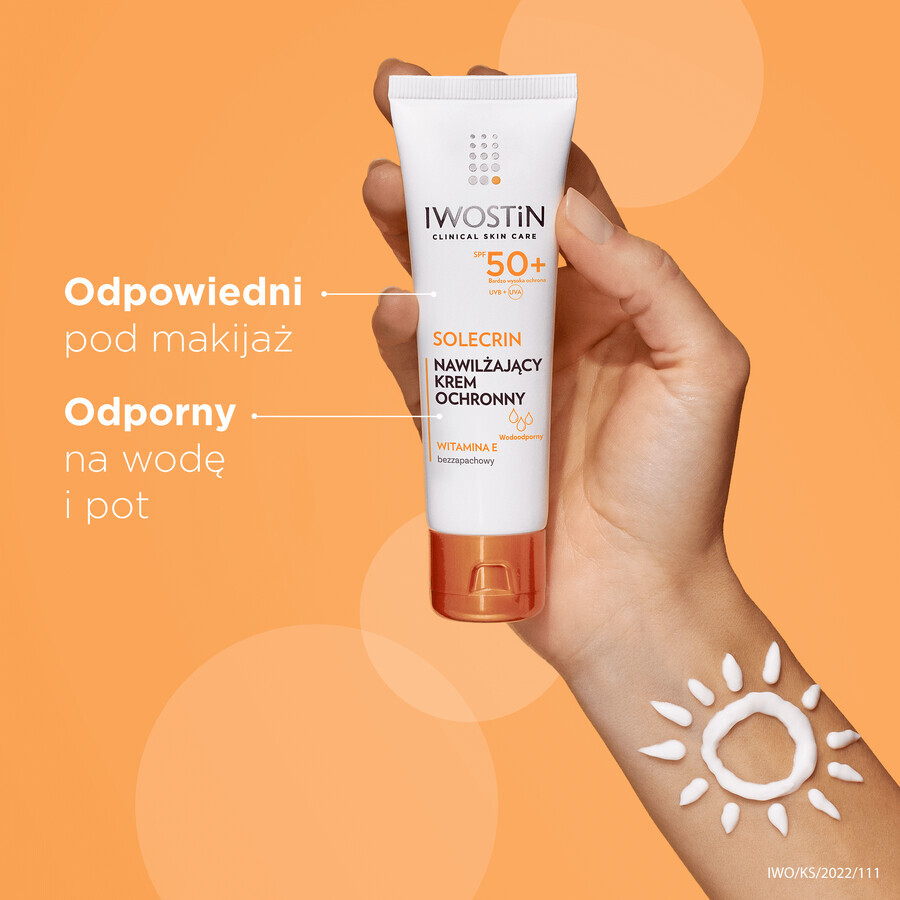 Iwostin Solecrin Set, feuchtigkeitsspendende Schutzcreme, empfindliche, normale und trockene Haut, SPF 50+, 2 x 50 ml + Strandball gratis