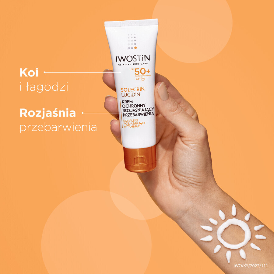 Iwostin Solecrin Lucidin set, beschermende crème verhelderende hyperpigmentatie, SPF 50+, 2 x 50 ml + gratis strandbal