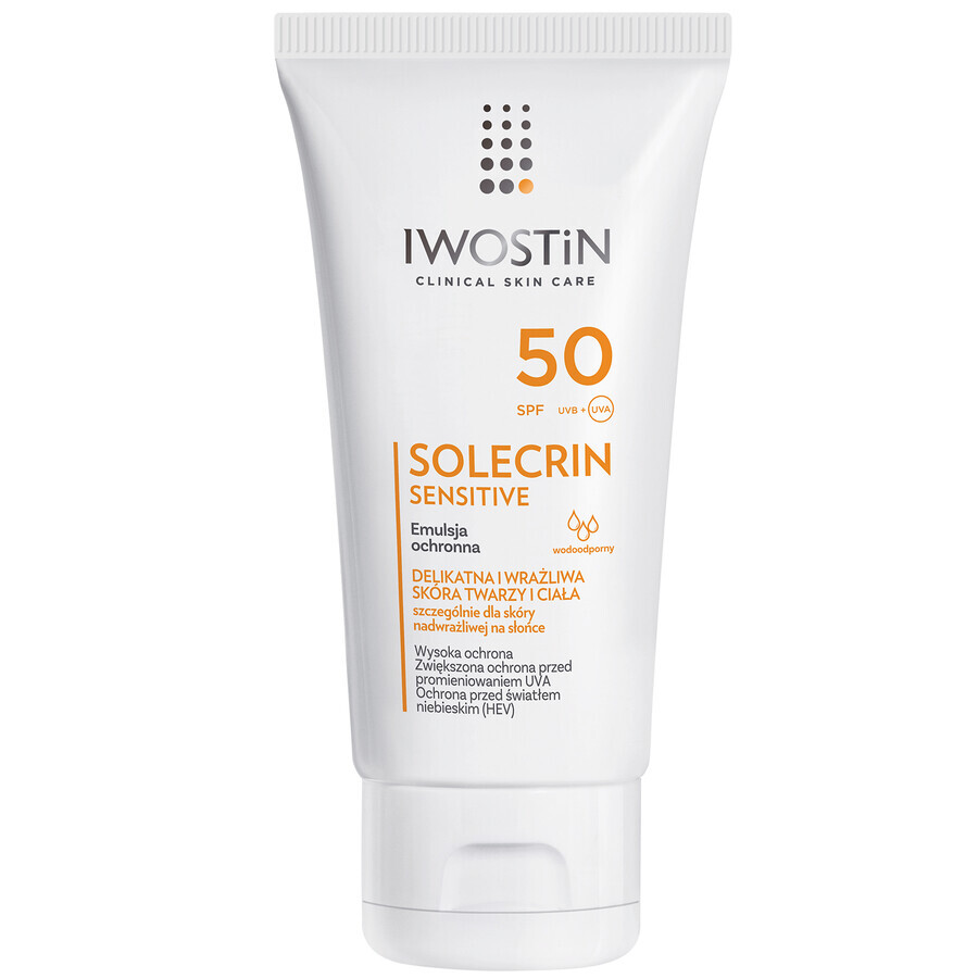 Iwostin Solecrin Sensitive set, émulsion protectrice SPF 50, peau sensible, 2 x 100 ml + ballon de plage gratuit