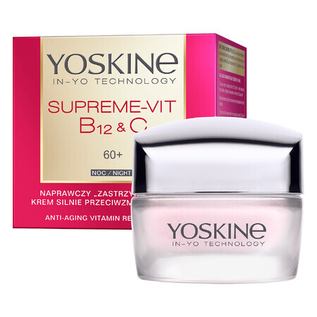 Yoskine Supreme-Vit B12 + C 60+, crème de nuit anti-rides forte et réparatrice, 50 ml