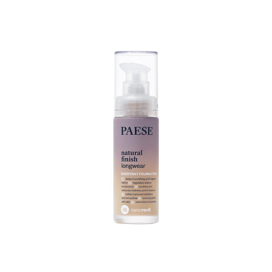 Paese Nanorevit, base de maquillaje de larga duración y acabado natural, 2.5 Beige Arena, 30 ml