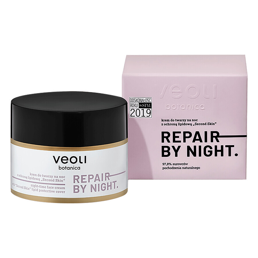 Veoli Botanica Repair By Night, cremă de noapte cu protecție lipidică "Second Skin", 50 ml