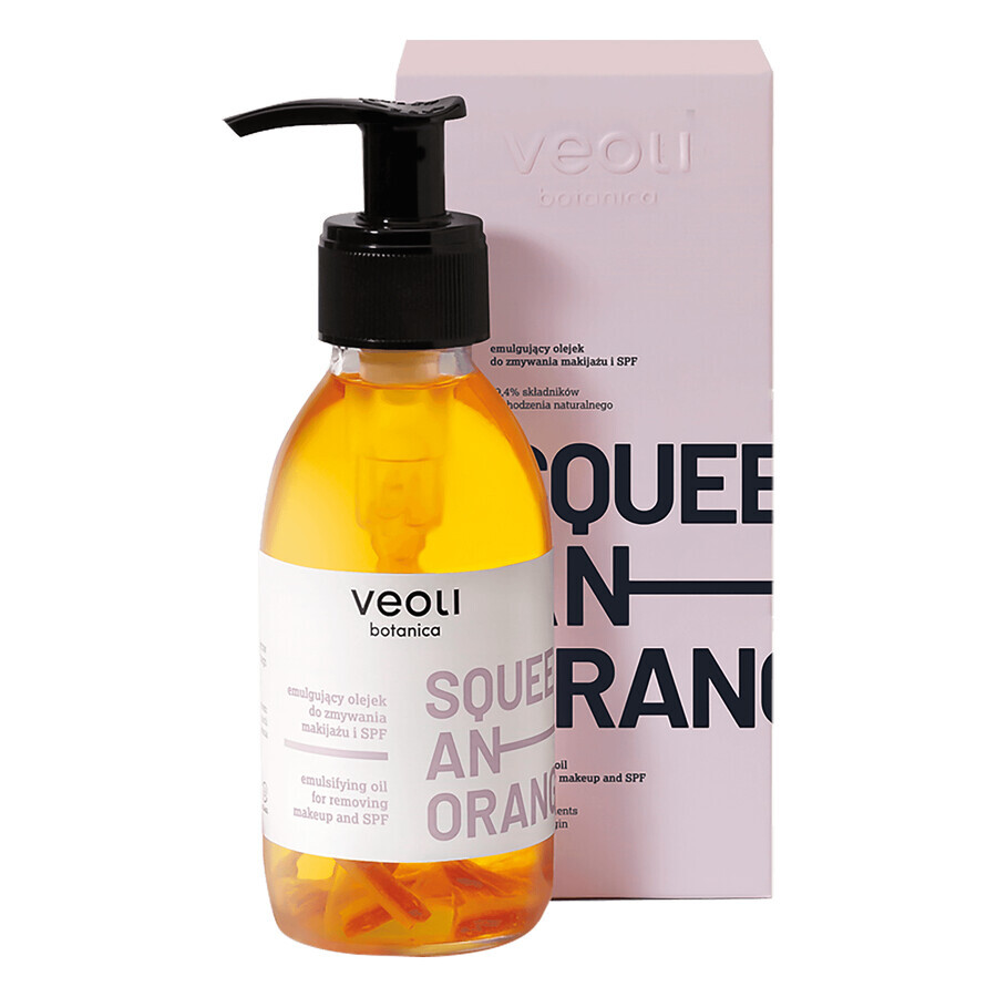 Veoli Botanica Squeeze An Orange, olio struccante emulsionante e SPF, profumo di arancia, 132,7 g