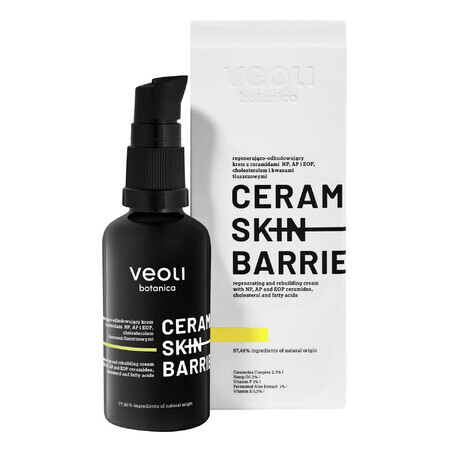 Veoli Botanica Ceramide Skin Barrier, crema rigenerante e ricostituente con ceramidi NP, AP ed EOP, colesterolo e acidi grassi, 40 ml