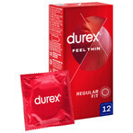 Durex Feel Thin Classic, condooms met meer glijmiddel, dun, 12 stuks