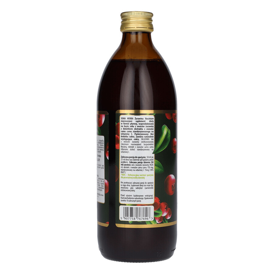 SEMA Herba Cranberry, vruchtensap, 500 ml