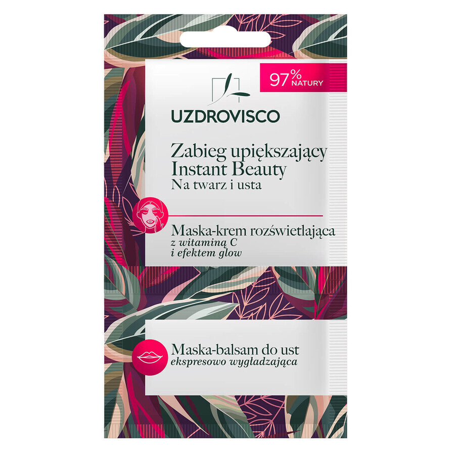 Uzdrovisco Instant Beauty Treatment, gezichts- en lipmasker, 10 ml