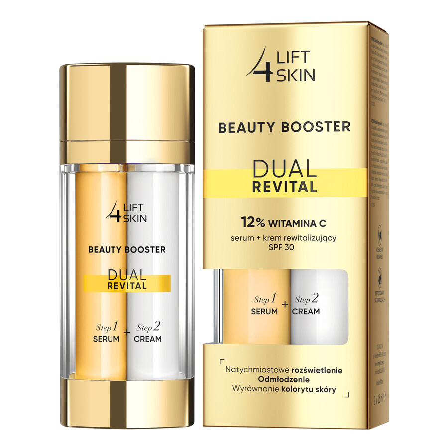 Lift4Skin Beauty Booster Dual Revital set, 12% vitamine C serum, 15 ml + revitaliserende crème, SPF 30, 15 ml