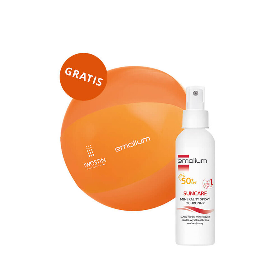 Emolium Suncare, minerale beschermingsspray voor kinderen vanaf dag 1 en volwassenen, SPF 50+, 100 ml + gratis strandbal