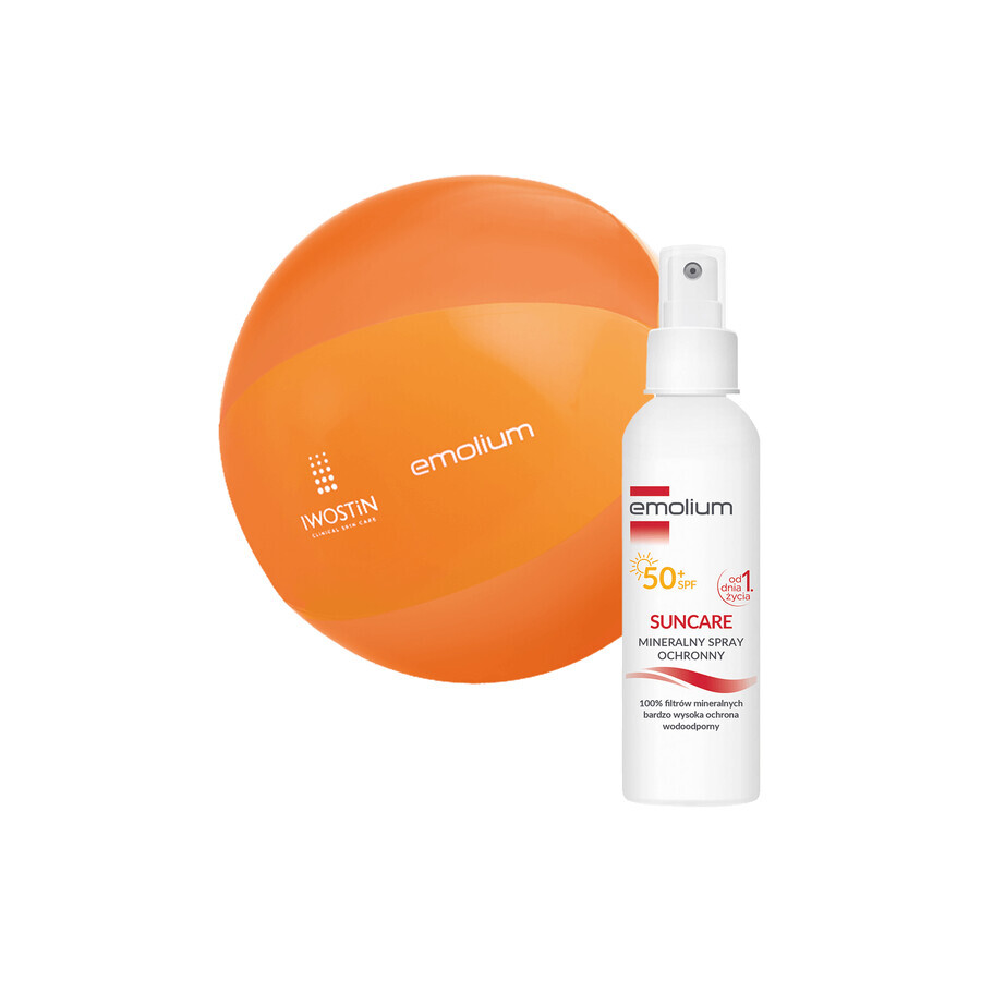 Emolium Suncare, minerale beschermingsspray voor kinderen vanaf dag 1 en volwassenen, SPF 50+, 100 ml + gratis strandbal