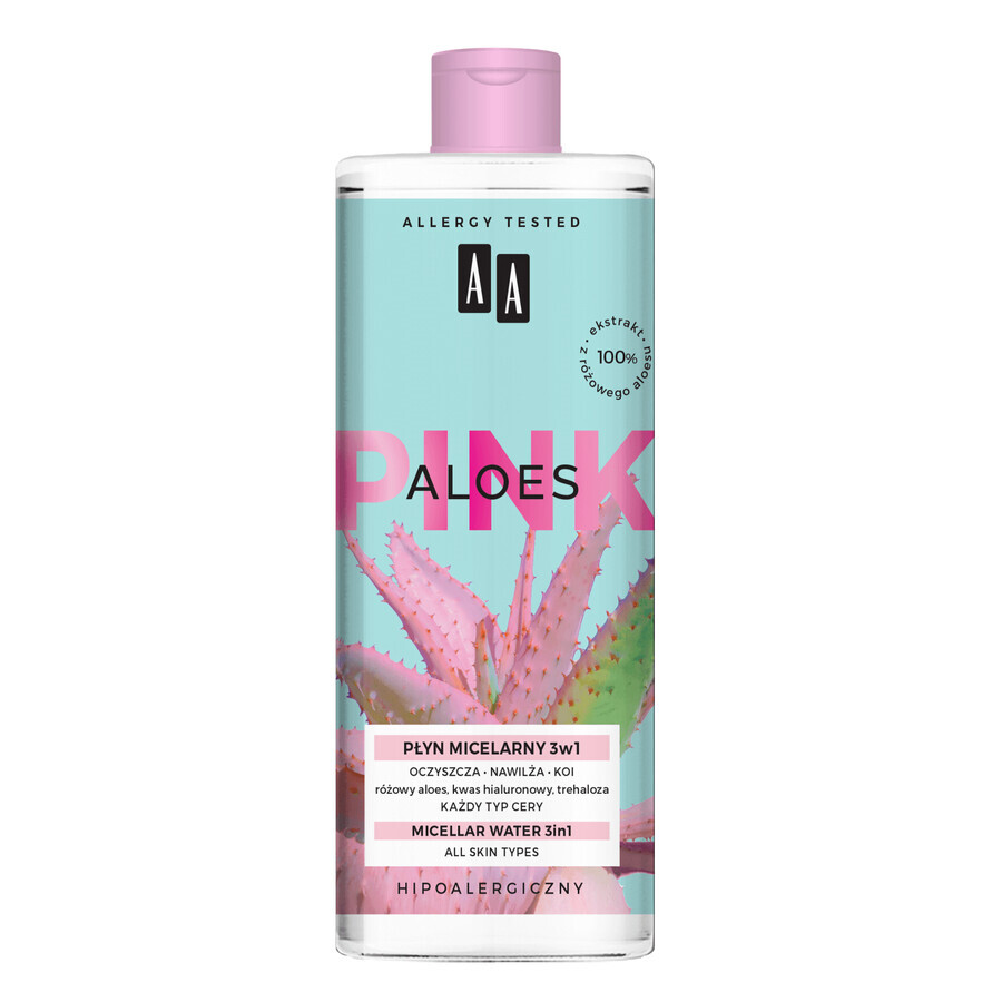 AA Aloe Pink, loțiune micelară 3în1, toate tipurile de piele, 400 ml