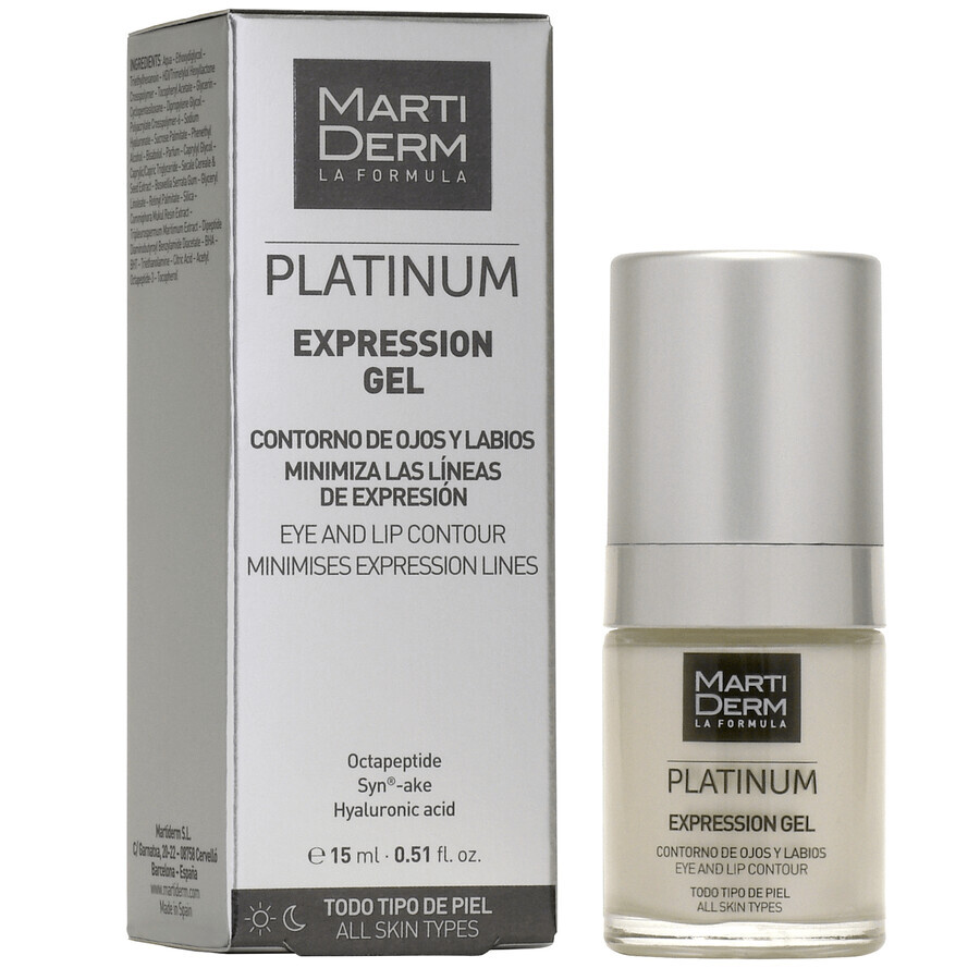 MartiDerm Platinum Expression, gel per il contorno occhi e labbra, 15 ml