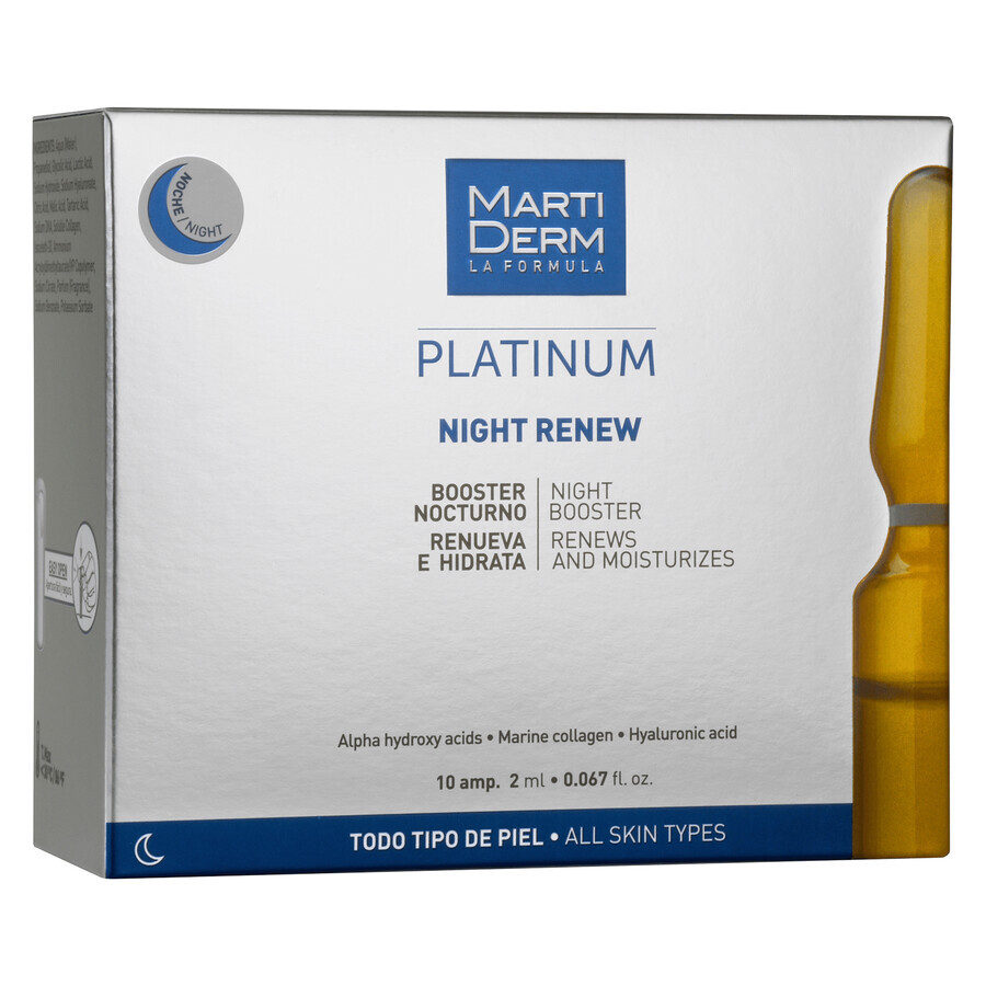 MartiDerm Platinum Night Renew, booster de nuit anti-âge, 2 ml x 10 ampoules