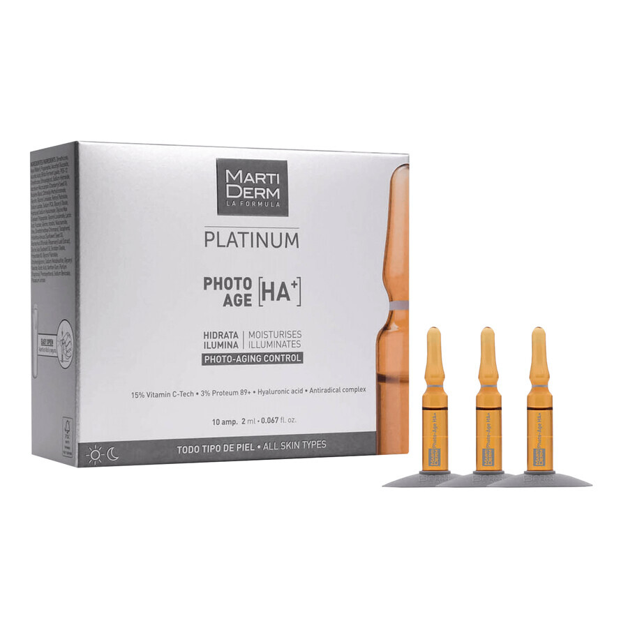 MartiDerm Platinum Photo Age [HA+], feuchtigkeitsspendendes und aufhellendes Serum, 2 ml x 10 Ampullen