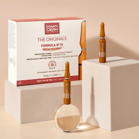 MartiDerm The Originals Formula Nᵒ10 HD Color Touch, moisturizing and fortifying serum, SPF 30, 2 ml x 10 ampoules