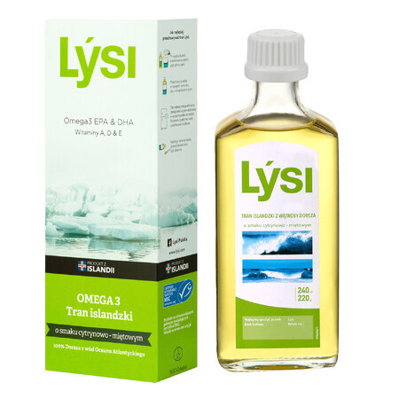 Lysi IJslandse transvetten, citroen- en muntsmaak, 240 ml