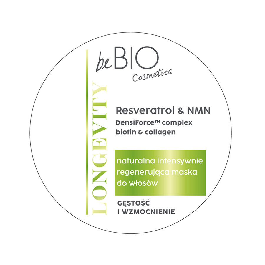 beBIO Cosmetics Longevity, masque capillaire régénérant naturel intensif, 250 ml