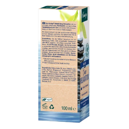 Kneipp Deep relaxation sandalwood and patchouli, bath oil, 100 ml