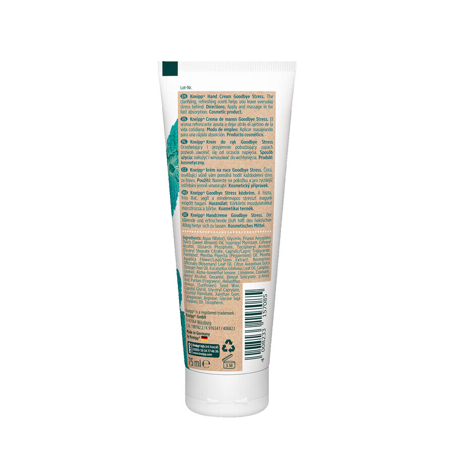 Kneipp Goodbye Stress Romarin et Menthe, crème pour les mains, 75 ml