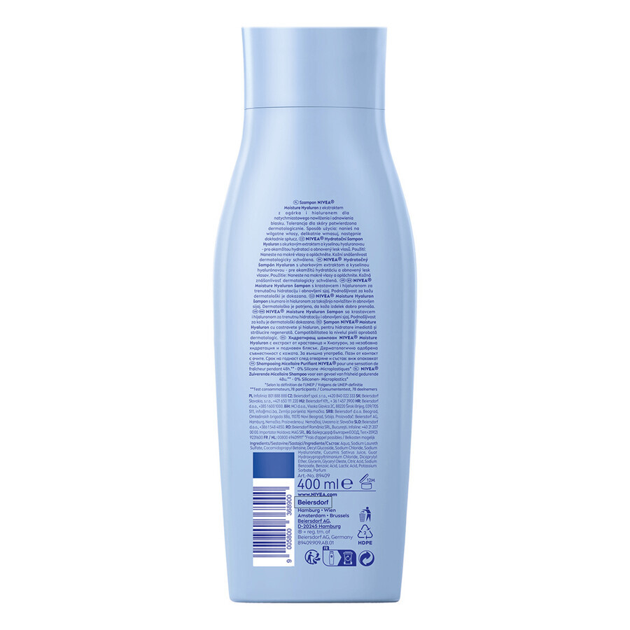 Nivea Moisture Hyualuron, moisturizing shampoo, 400 ml