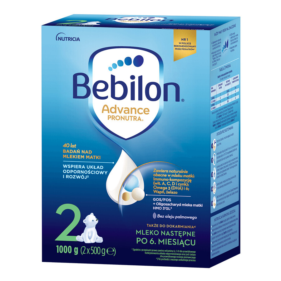 Bebilon Advance Pronutra 2, leche de continuación, más de 6 meses, 3 x 1000 g