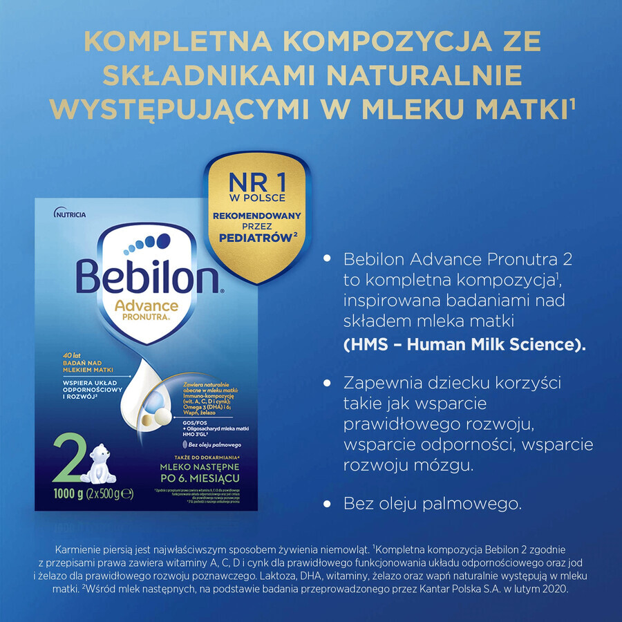 Bebilon Advance Pronutra 2, leche de continuación, más de 6 meses, 3 x 1000 g