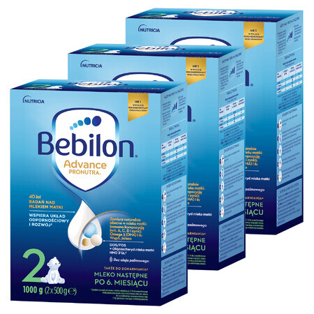 Bebilon Advance Pronutra 2, leche de continuación, más de 6 meses, 3 x 1000 g