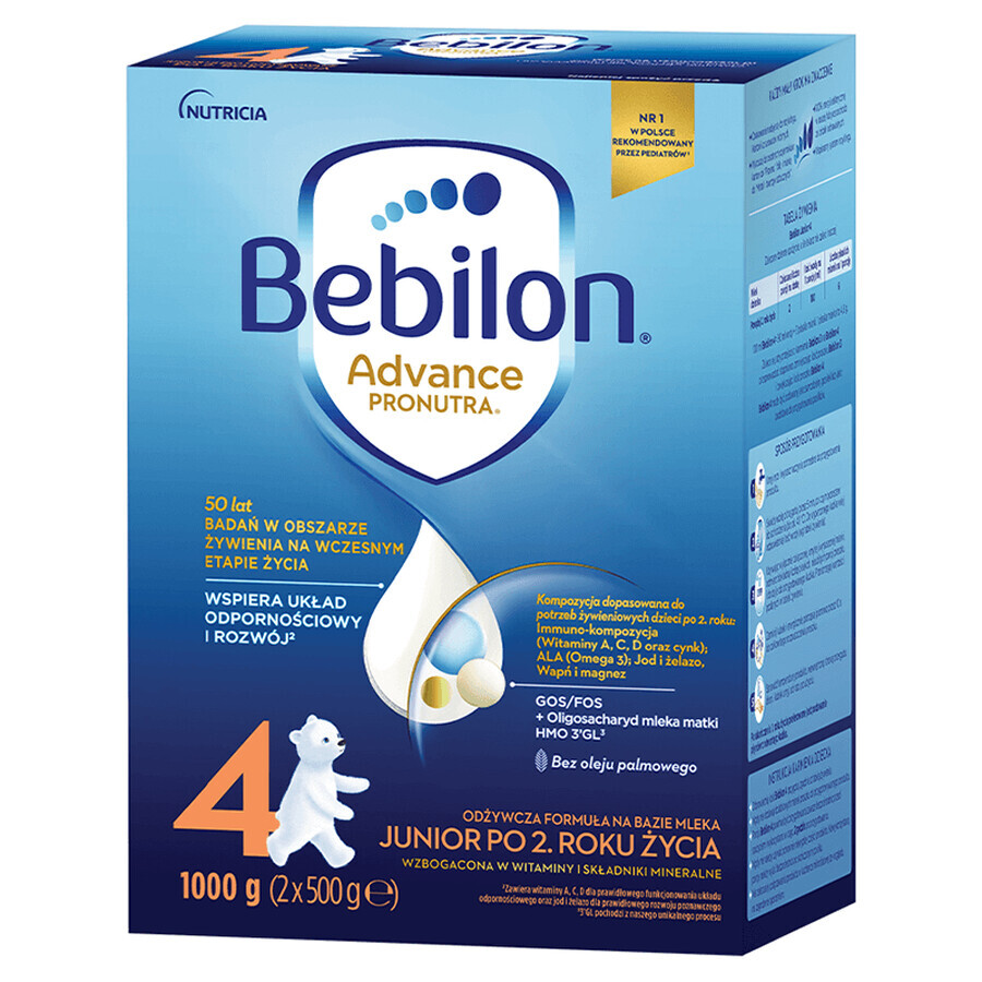 Set Bebilon Advance Pronutra 4 Junior, formulă nutritivă pe bază de lapte, după 2 ani, 3 x 1000 g