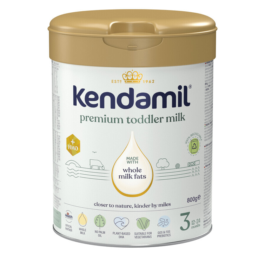 Kendamil Premium 3 HMO+, junior melk, na 12 maanden, 800 g