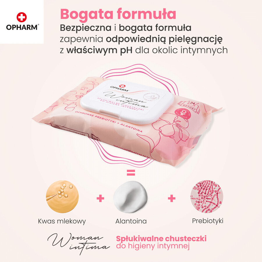 Opharm Woman Intima, intieme hygiënedoekjes, 24 stuks