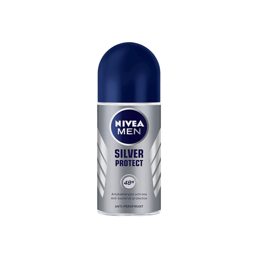 Nivea Men Silver Control kit, aftershave balsem, antibacterieel, 100 ml + roll-on antitranspirant, 48h, 50 ml + 3-in-1 douchegel voor gezicht, lichaam en haar, 250 ml