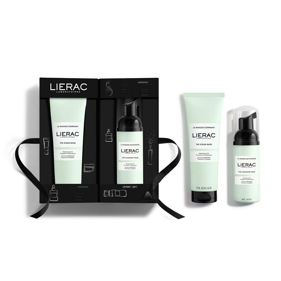 Coffret Lierac, masque de gommage, 75 ml + mousse nettoyante, 50 ml en cadeau