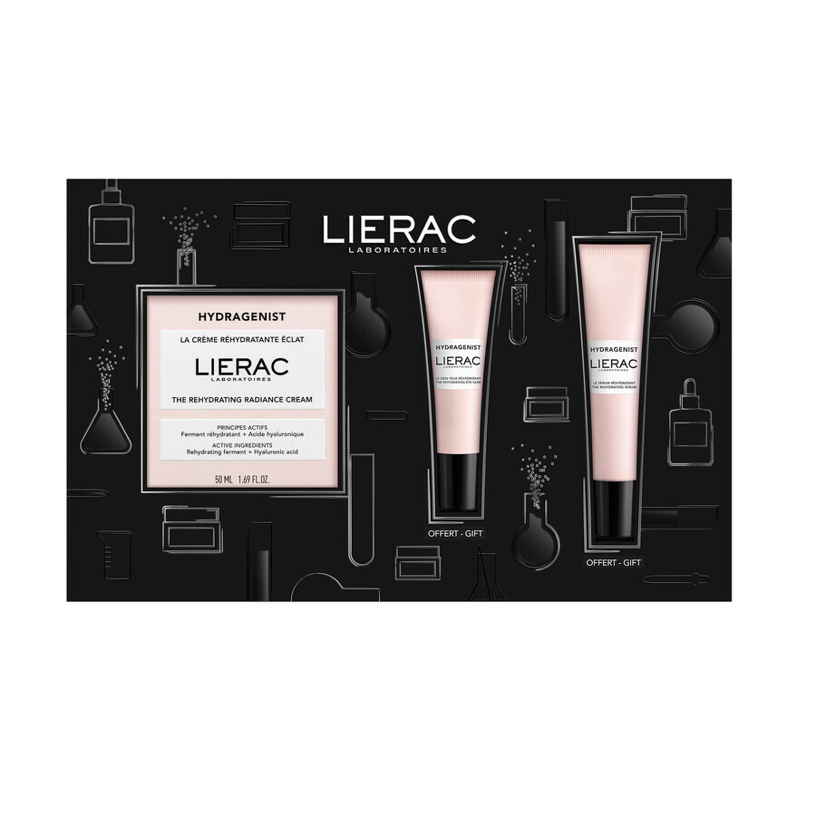 Lierac Hydragenist set, hydraterende verlichtende crème, 50 ml + serum, 15 ml + oogcrème, 7,5 ml cadeau