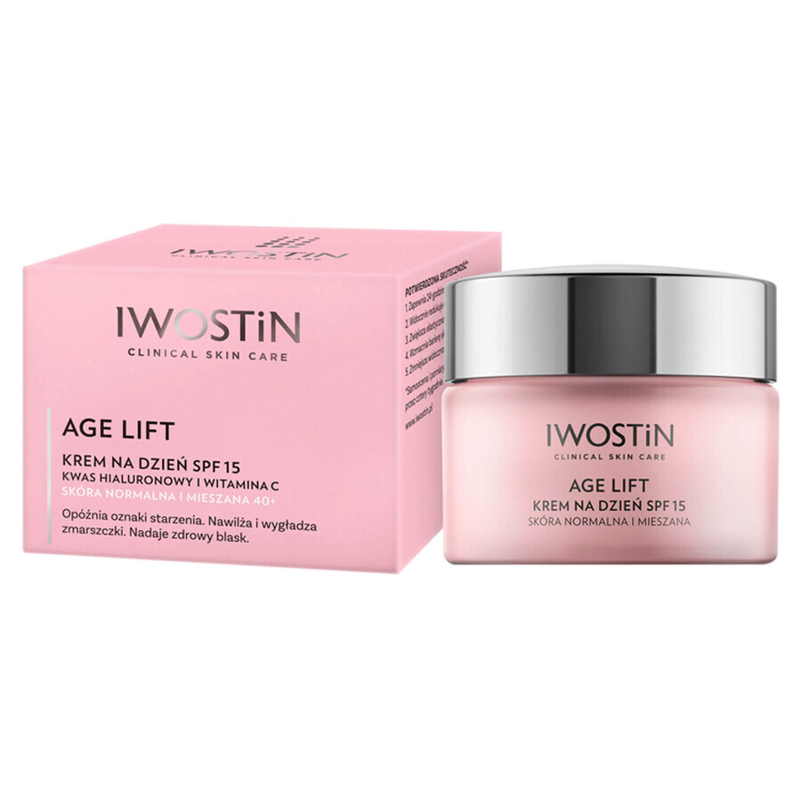 Kit Iwostin Age Lift, crema giorno, pelle normale e mista, SPF 15, 50 ml + crema occhi, giorno e notte, 15 ml