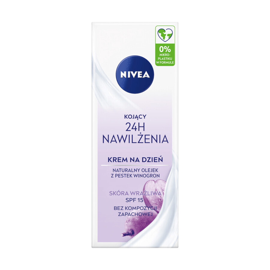 Nivea 24H Hydration, Crema giorno lenitiva, SPF 15, 50 ml