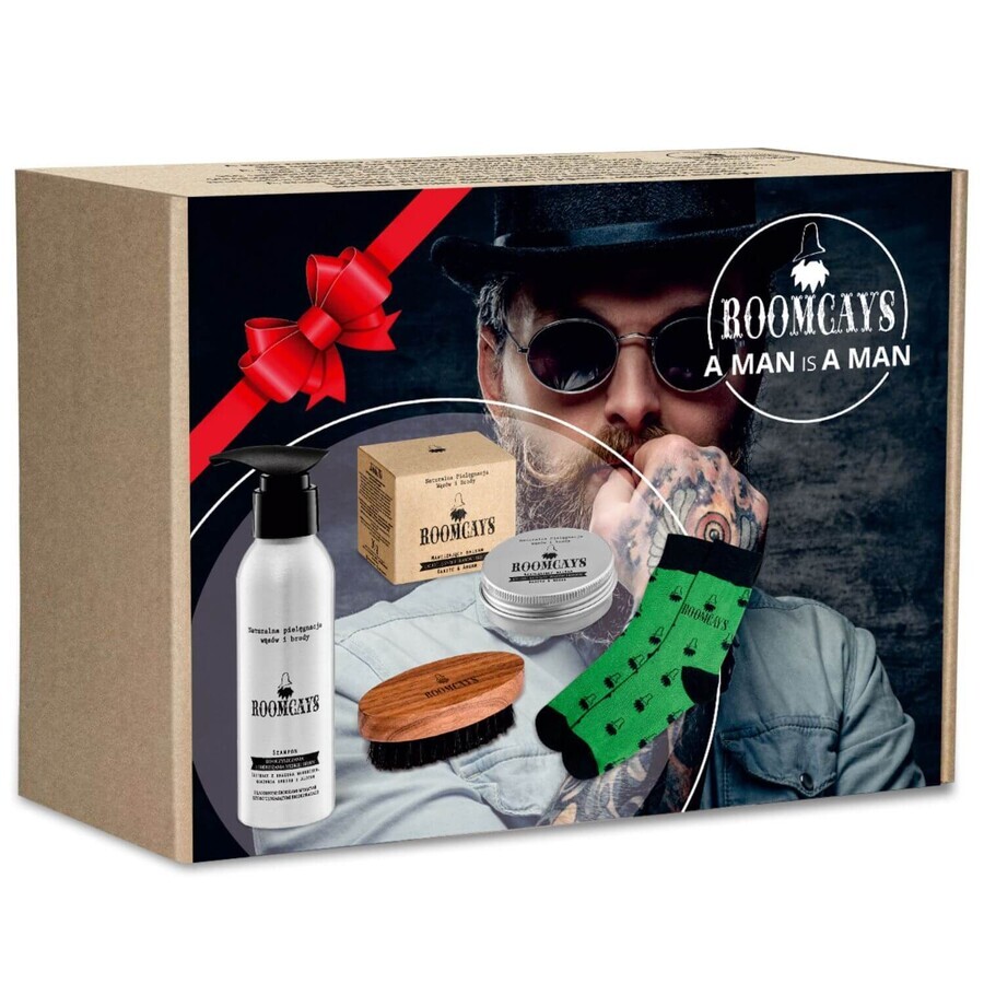 Roomcays set NO. 11, beard shampoo, 120ml + beard conditioner, 30ml + beard cartridge, 1pc + socks, 1pc