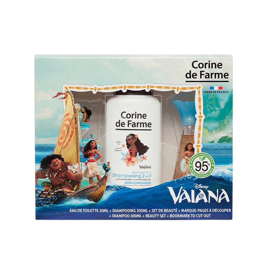 Corine De Farme Disney Vaiana set, eau de toilette, 30 ml + douchegel, 300 ml + haarclips, 2 stuks + armband, 1 stuk 