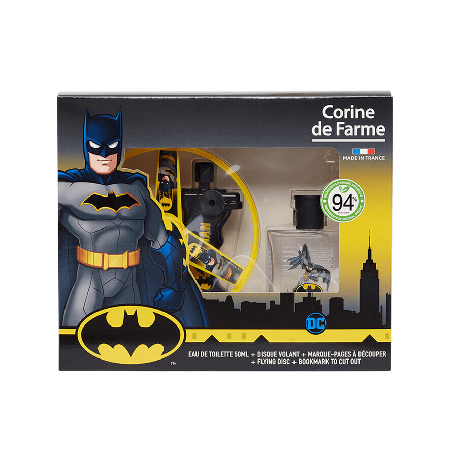 Corine De Farme Marvel Batman Set, Eau de Toilette, 50 ml + Flugscheibe, 1 Stück + Lesezeichen zum Ausschneiden, 1 Stück