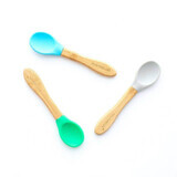 Ecorascals, set of 3 bamboo spoons, blue, gray, green