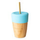 Ecorascals, bamboe beker met slang en siliconen dop, blauw, 240 ml